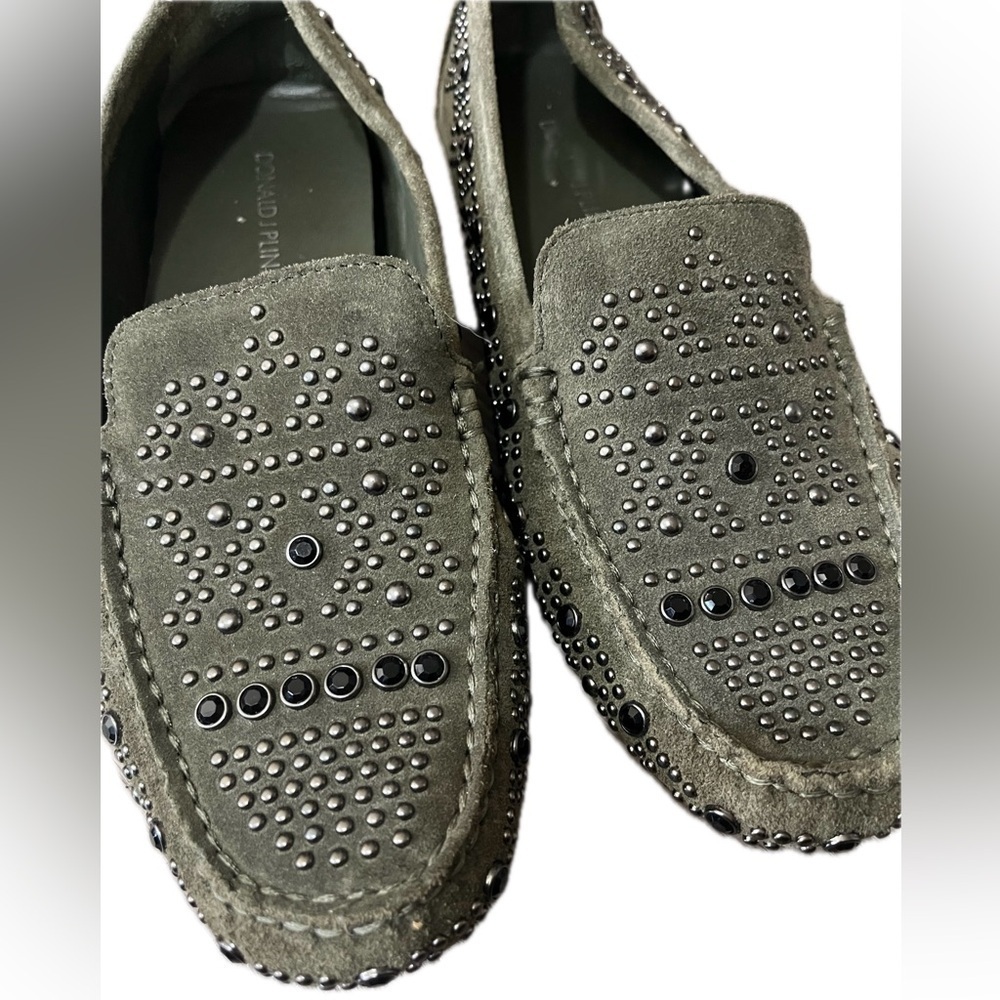 Donald J Pliner Suede Studded Loafers, Women’s Size 7.5M, Olive Green